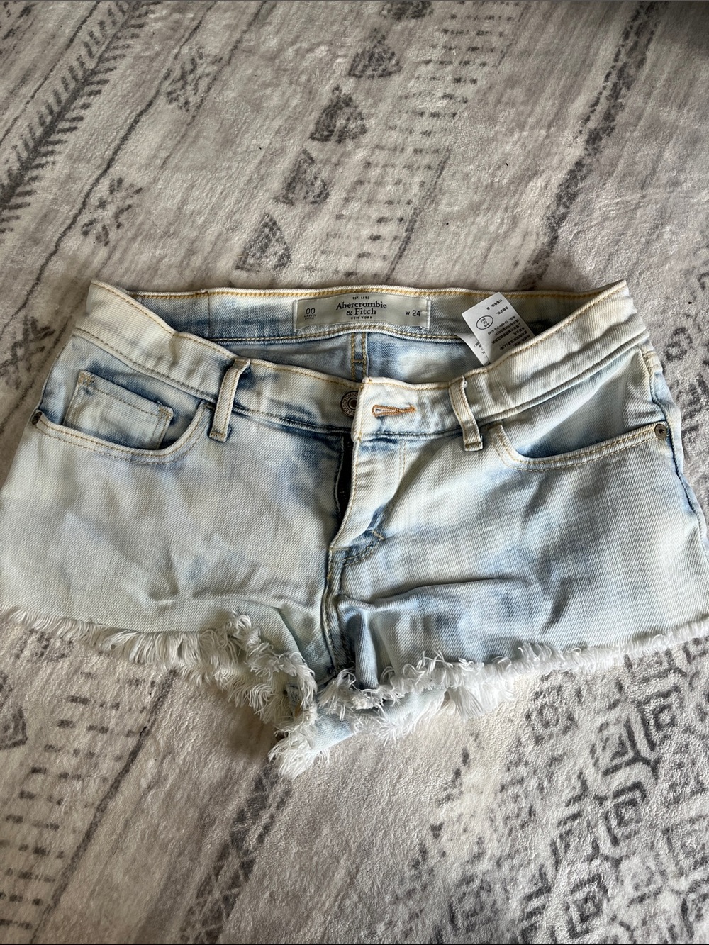 Abercrombie & Fitch Light Wash Frayed Denim Cutoff Shorts